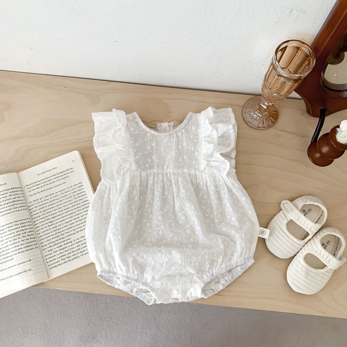 New soft Baby clothing Baby Girls Jumpsuit Bamboo Custom Printed Lace Baby Romper