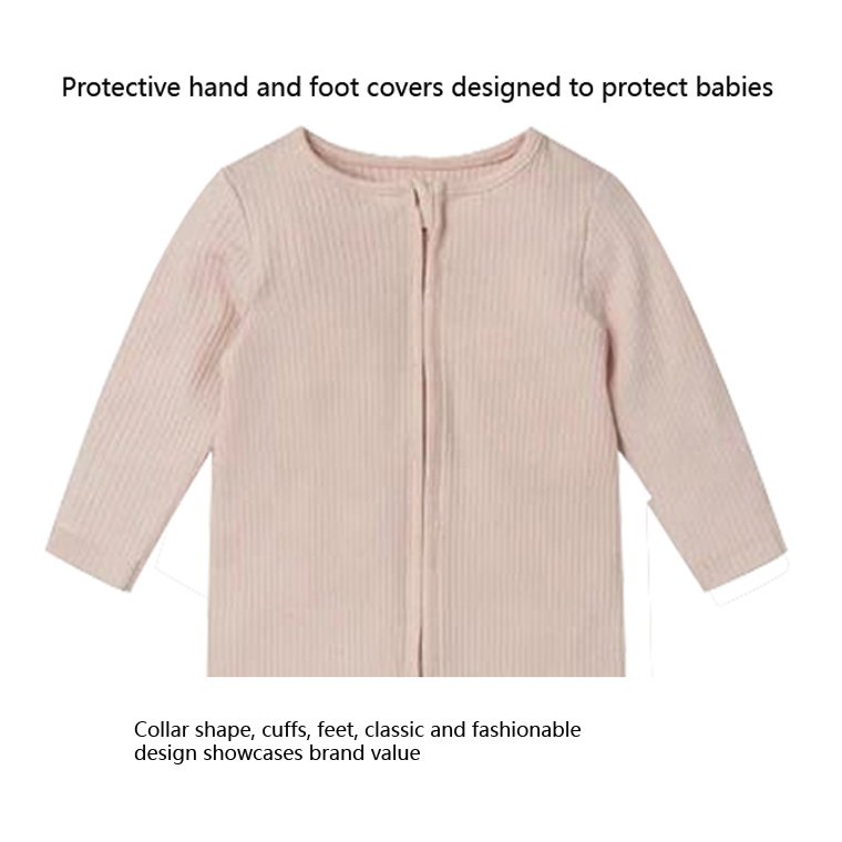 new round neck zipper Baby Rompers long sleeved natural bamboo fiber round neck zipper solid color neutral Rompers