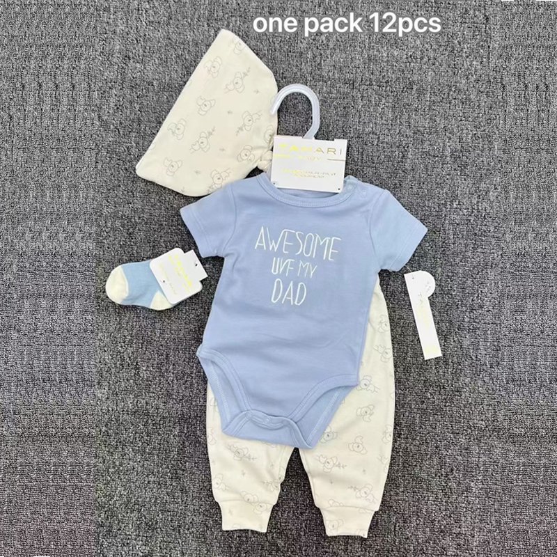 Ready to ship Cotton Jumpsuits Baby Sleep Suit Boy Girl Clothes Floral Newborn Baby Rompers 4pcs in 1set