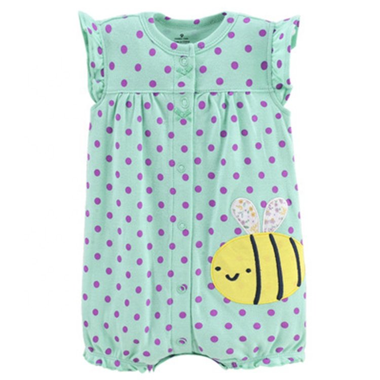 Cheap toddlers kids clothes soft cotton Buttons bodysuit girl Lovely baby rompers wholesale