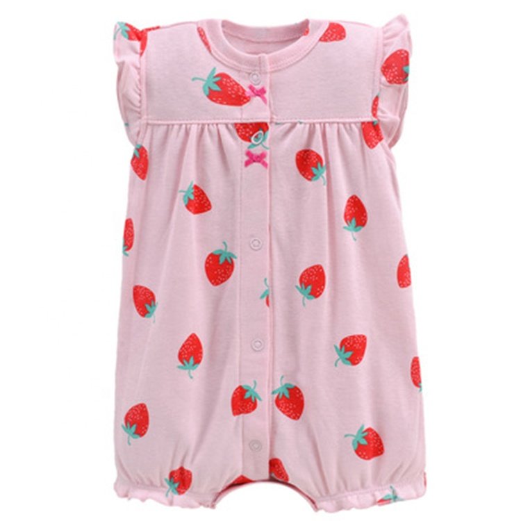 Cheap toddlers kids clothes soft cotton Buttons bodysuit girl Lovely baby rompers wholesale