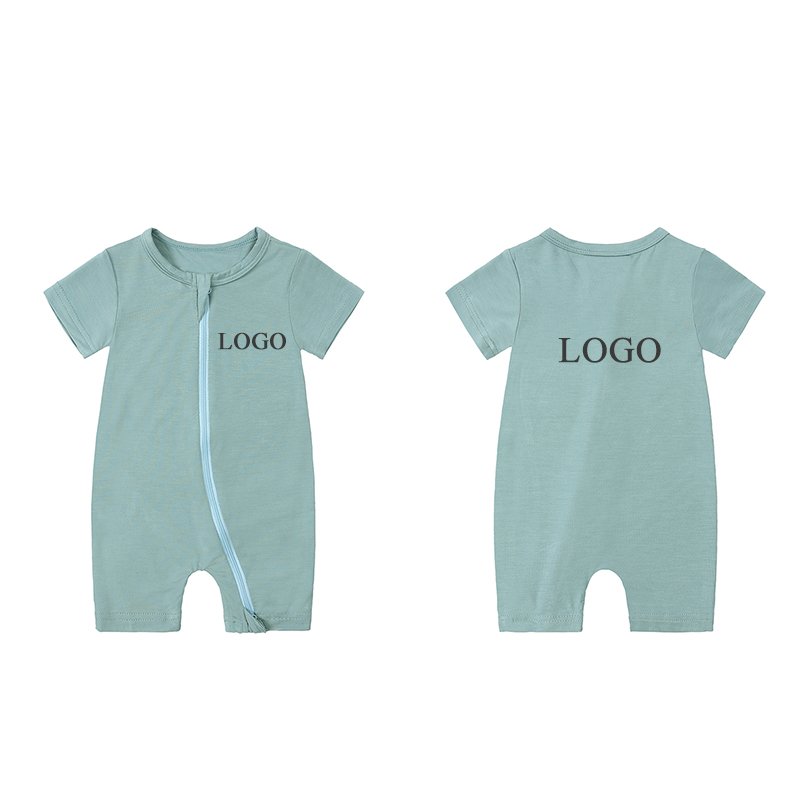 bamboo newborn baby clothes baby bamboo double zipper romper jumpsuit wholesale baby rompers
