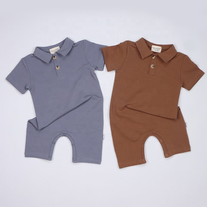 Newborn Organic Cotton Baby Clothes Polo Collar Unisex Baby Rompers Bodysuit Short Sleeve Baby Girl Boys Clothes 3-6 Months