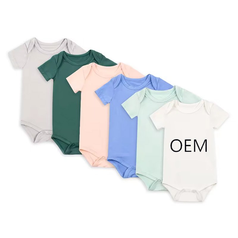 GOTS Certified Organic Cotton Knitted OEM Wholesale Custom Print Soild Color Unisex Newborn Clothes Infant Bodysuit Baby Romper