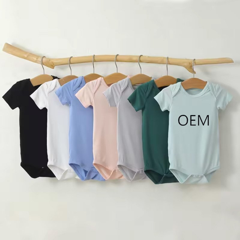 GOTS Certified Organic Cotton Knitted OEM Wholesale Custom Print Soild Color Unisex Newborn Clothes Infant Bodysuit Baby Romper