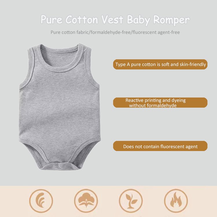 Wholesale Button Short Sleeve Baby Romper Clothes 100% Cotton Plain Color One Piece Newborn