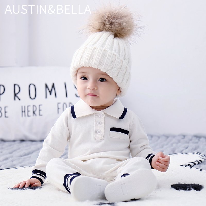 Manufacturer custom logo graphic wholesale boutique knitted baby romper baby boys' rompers sweater crochet for baby clothing