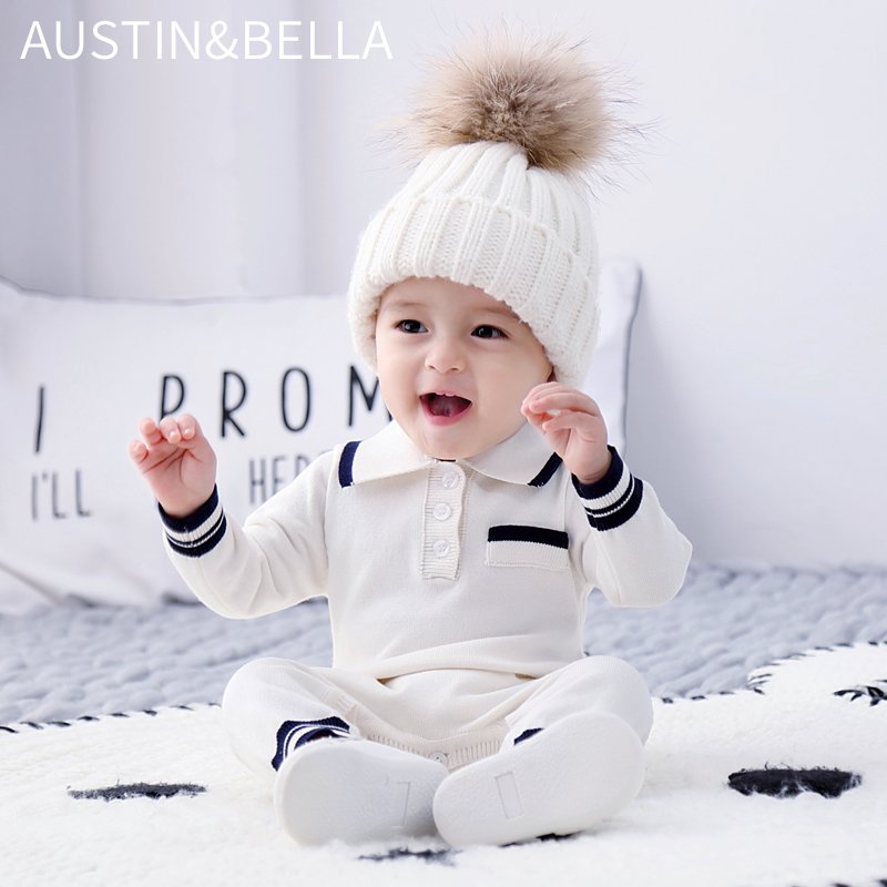 Manufacturer custom logo graphic wholesale boutique knitted baby romper baby boys' rompers sweater crochet for baby clothing