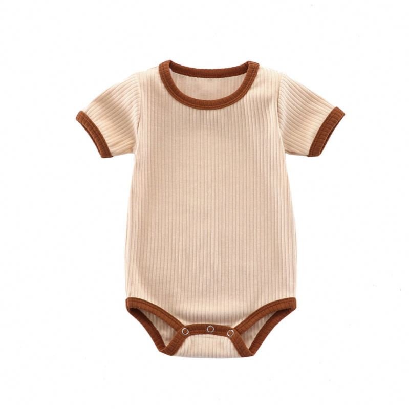 Newborn Baby 100% Ribbed cotton Adorable Solid Color Newborn Baby Clothes Organic Baby Romper Jumpsuit