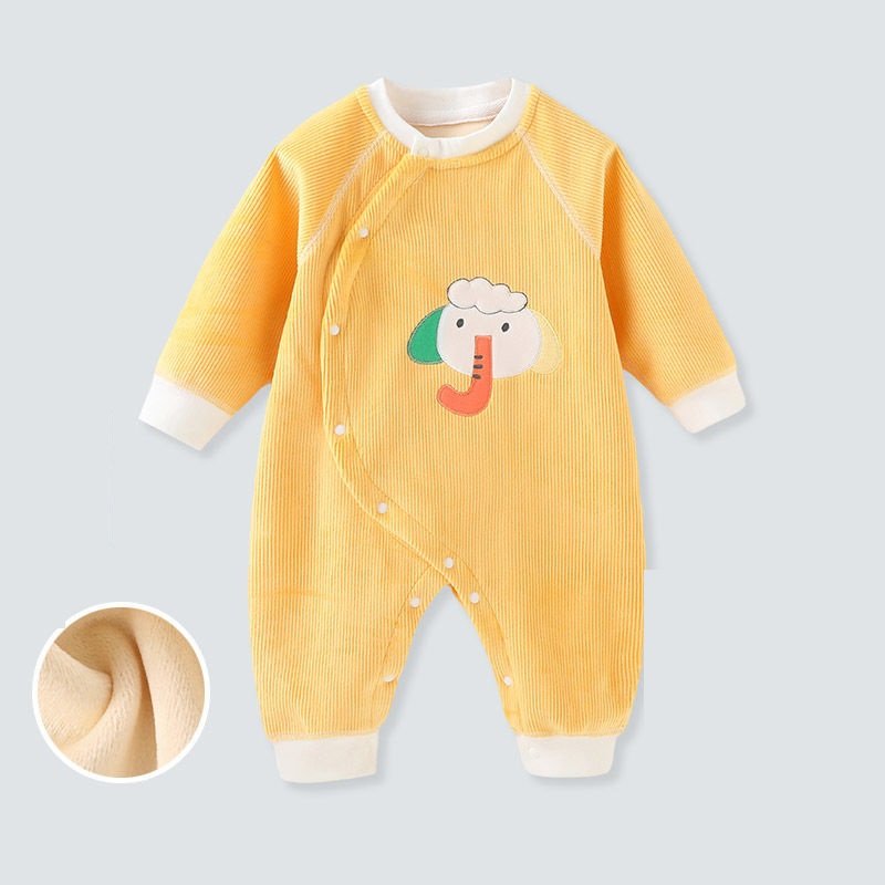 Thick Double-sided Velvet Cute Plush Animal Printing Babys Newborn Infants Clothing Clothes Winter Jumpsuit Baby Romper