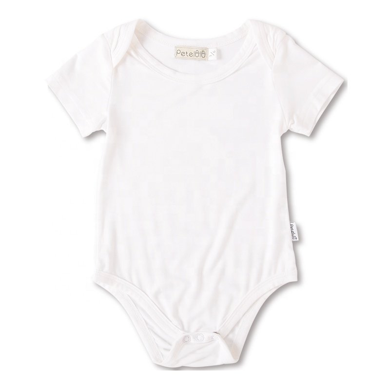 Petelulu 95% bamboo 5% spandex muslin Organic Cotton blank plain unisex baby romper bodysuit