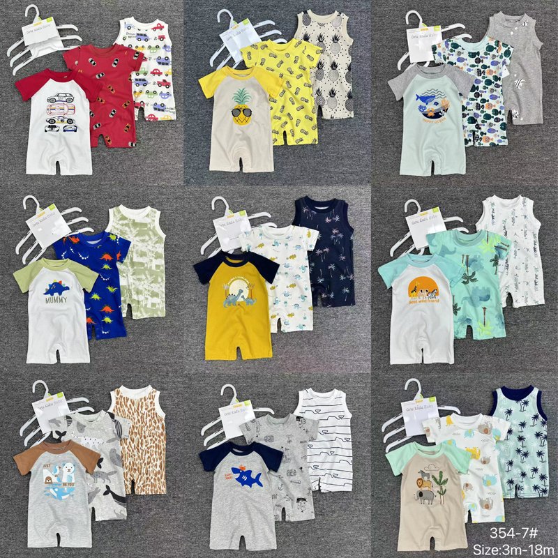 Cute newborn Babies romper 3 pcs pack baby bodysuit Baby Clothing Sets summer Clothes Infant cotton boys Tops