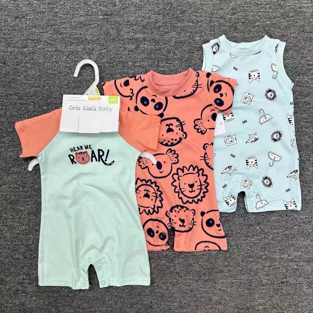 Cute newborn Babies romper 3 pcs pack baby bodysuit Baby Clothing Sets summer Clothes Infant cotton boys Tops