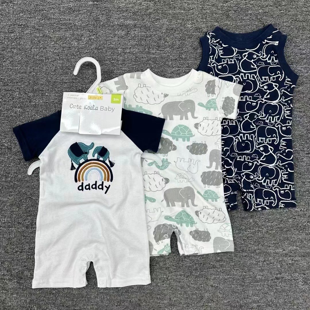 Cute newborn Babies romper 3 pcs pack baby bodysuit Baby Clothing Sets summer Clothes Infant cotton boys Tops