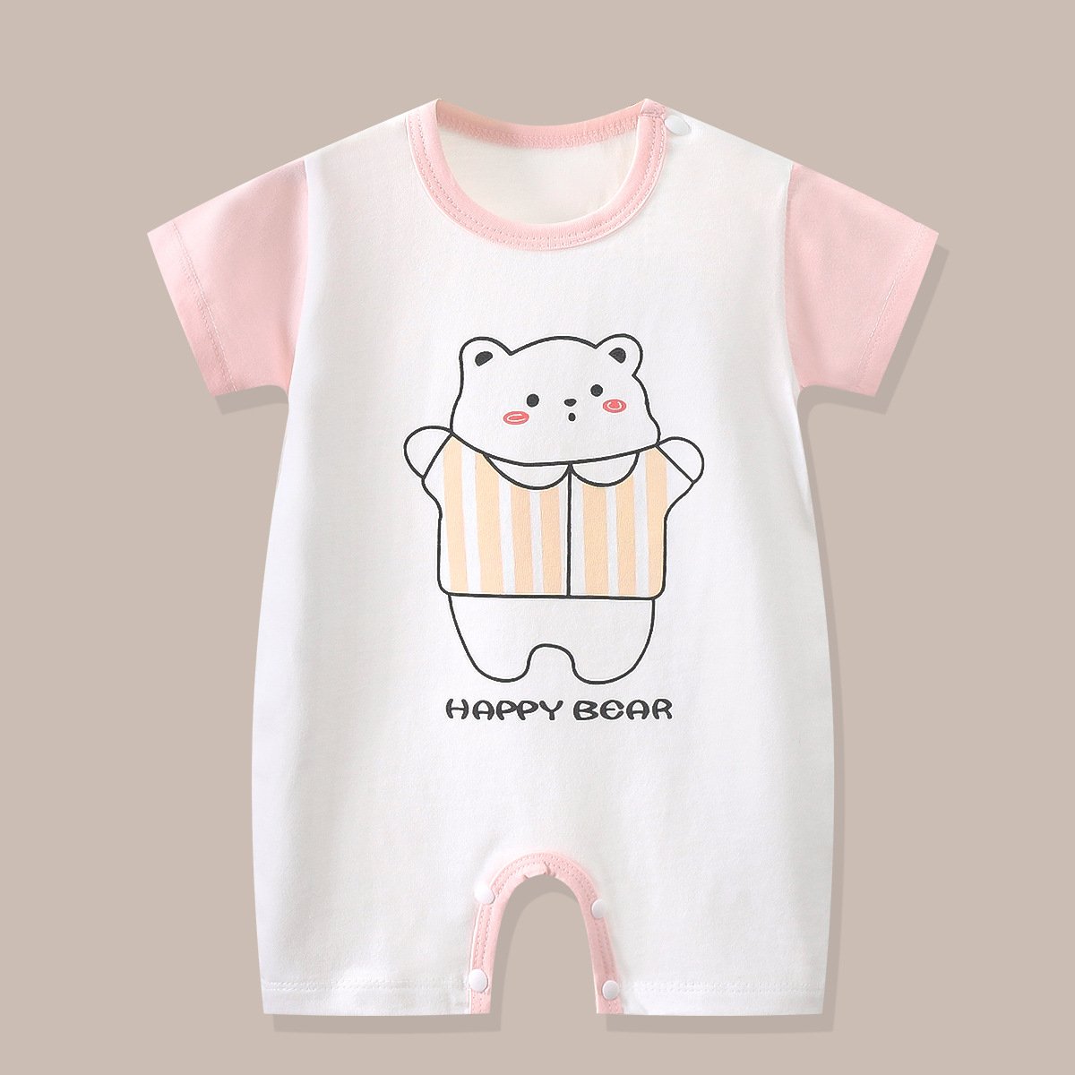Baby Boy Rompers Short Sleeve Snap Toddler Summer Cotton Clothes