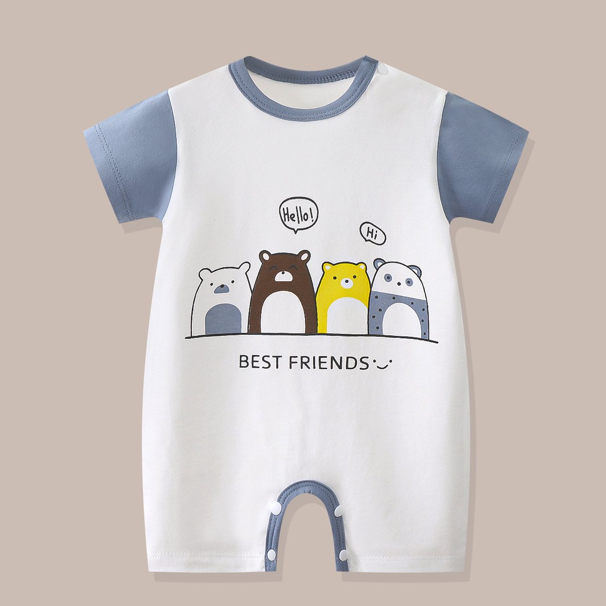 Baby Boy Rompers Short Sleeve Snap Toddler Summer Cotton Clothes