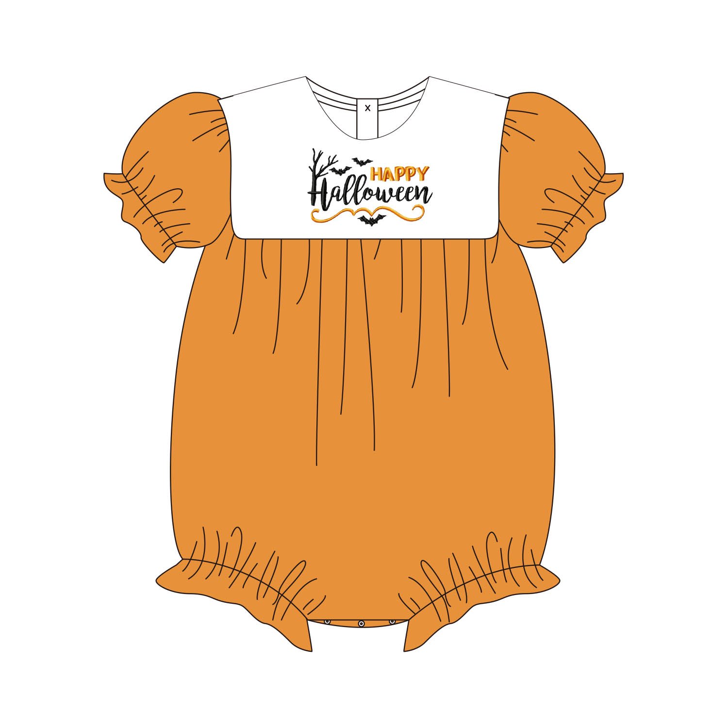 High Quality Halloween Custom Applique Design Boutique Casual Baby Boy Bubble Romper