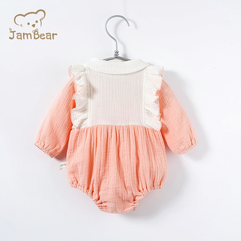 Muslin baby bodysuit organic cotton baby ruffle rompers ruffle sleeve infant onesie baby bubble bodysuit newborn muslin clothes