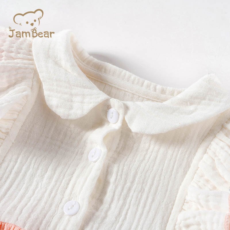 Muslin baby bodysuit organic cotton baby ruffle rompers ruffle sleeve infant onesie baby bubble bodysuit newborn muslin clothes