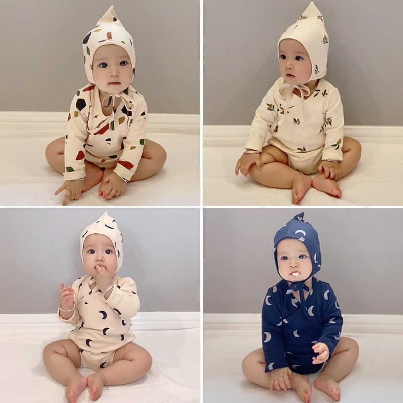 Spring Autumn Newborn Infant Toddler Boys Girls Clothing Soft Cotton Floral Long Sleeve Kimono Baby Bodysuit