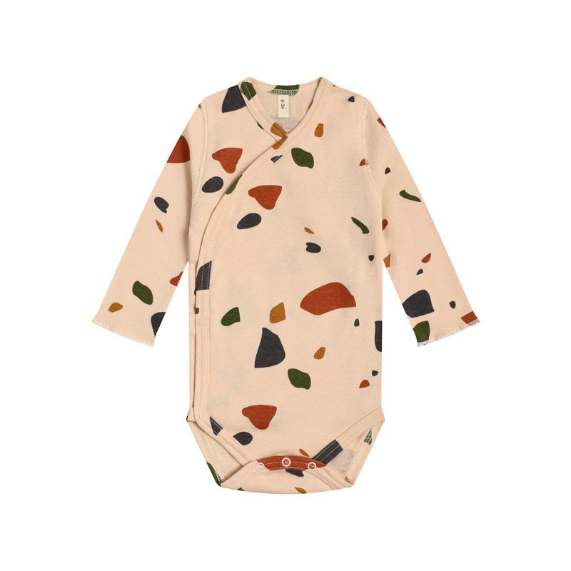 Spring Autumn Newborn Infant Toddler Boys Girls Clothing Soft Cotton Floral Long Sleeve Kimono Baby Bodysuit