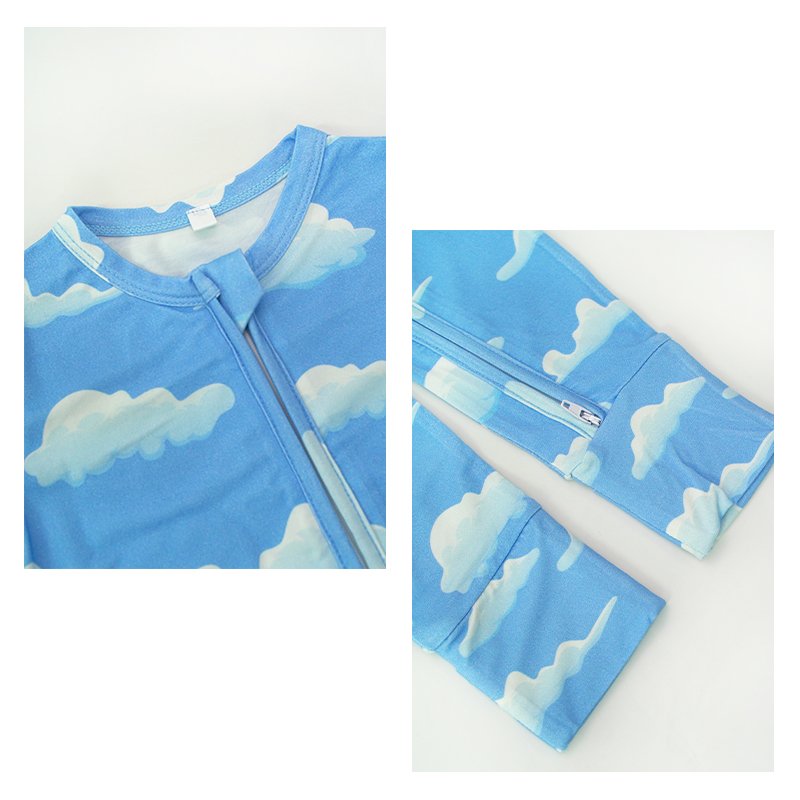 Printed Unisex Toddler Zipper Rompers Customize Knit Organic Bamboo Baby Romper