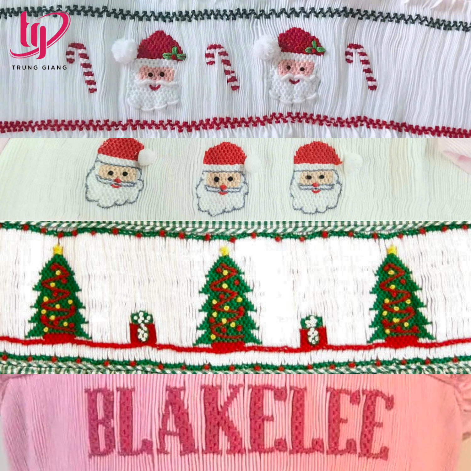 Christmas 2024 Children's Clothing Girls' Smocked Casual Dresses With Cotton Short Sleeves Age From 3M To 12Y Custom Design