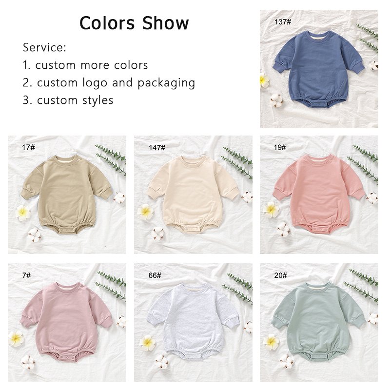 Wholesale Full Sleeve Baby Bubble Romper Baby Outfit 100% Organic Cotton Baby Onesie Infant Clothing