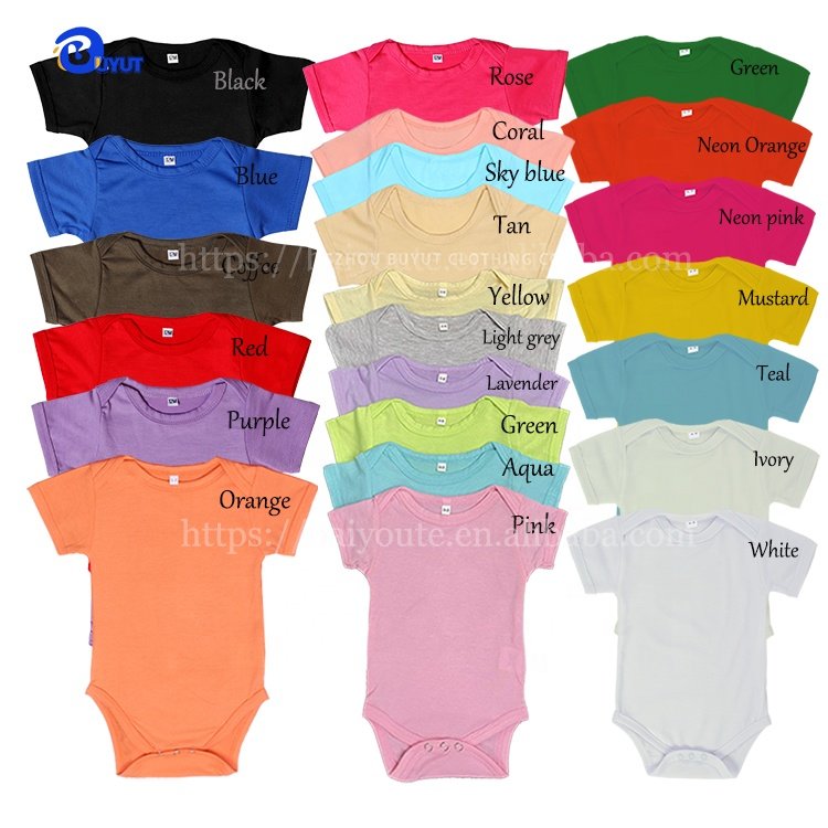 Factory cotton feel blank sublimation printing pastel dark colors cute NB Baby romper DTF LOGO Bodysuit