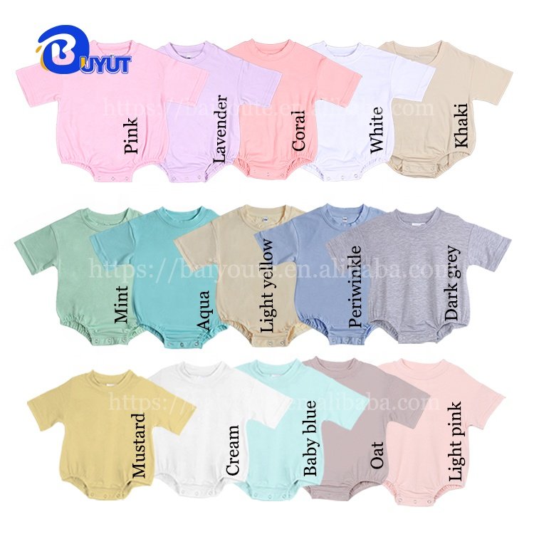 Factory cotton feel blank sublimation printing pastel dark colors cute NB Baby romper DTF LOGO Bodysuit
