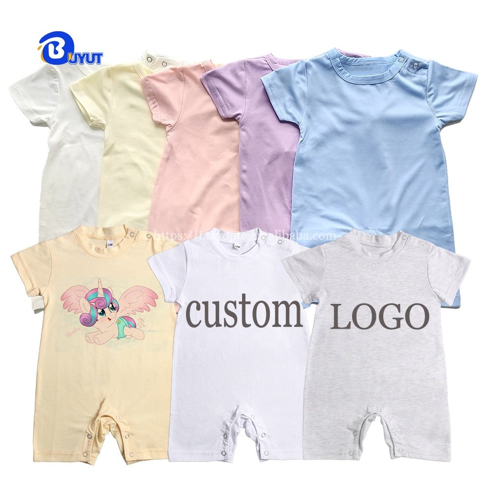 Factory cotton feel blank sublimation printing pastel dark colors cute NB Baby romper DTF LOGO Bodysuit