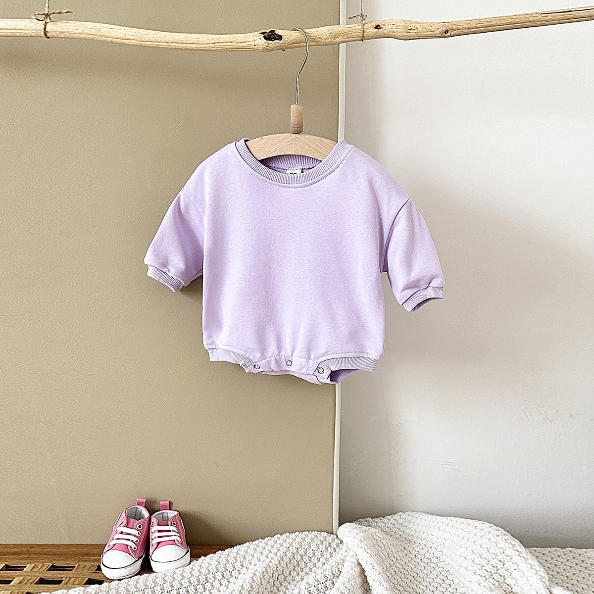 INS 0-24M Newborn Infant Baby Girl Boy Sweatshirt Romper Toddler Long Sleeve Basic Cotton Oversize Rompers Baby Clothes Jumpsuit