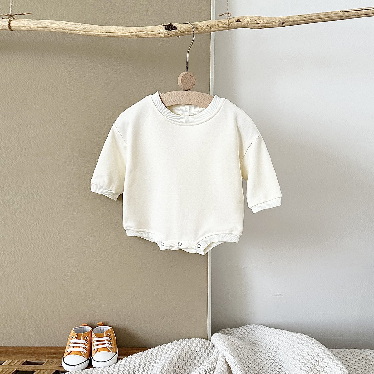 INS 0-24M Newborn Infant Baby Girl Boy Sweatshirt Romper Toddler Long Sleeve Basic Cotton Oversize Rompers Baby Clothes Jumpsuit