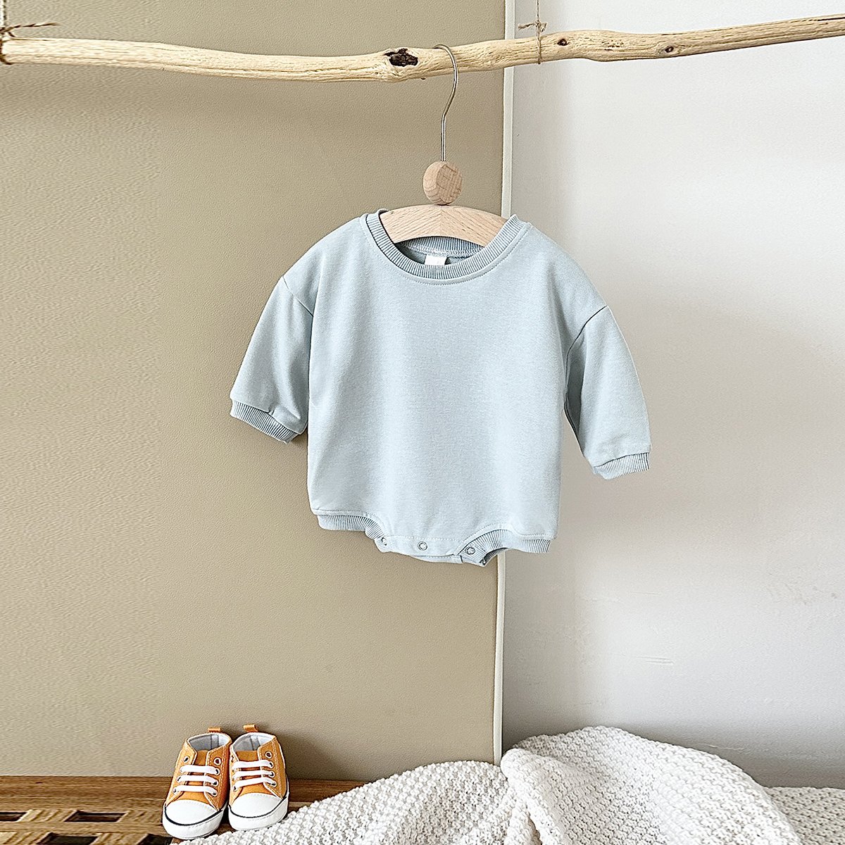 INS 0-24M Newborn Infant Baby Girl Boy Sweatshirt Romper Toddler Long Sleeve Basic Cotton Oversize Rompers Baby Clothes Jumpsuit