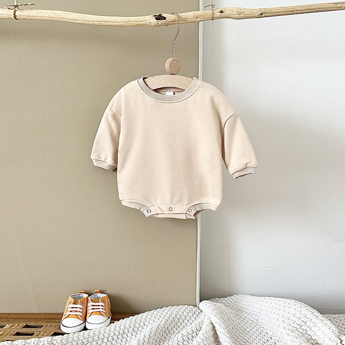 INS 0-24M Newborn Infant Baby Girl Boy Sweatshirt Romper Toddler Long Sleeve Basic Cotton Oversize Rompers Baby Clothes Jumpsuit