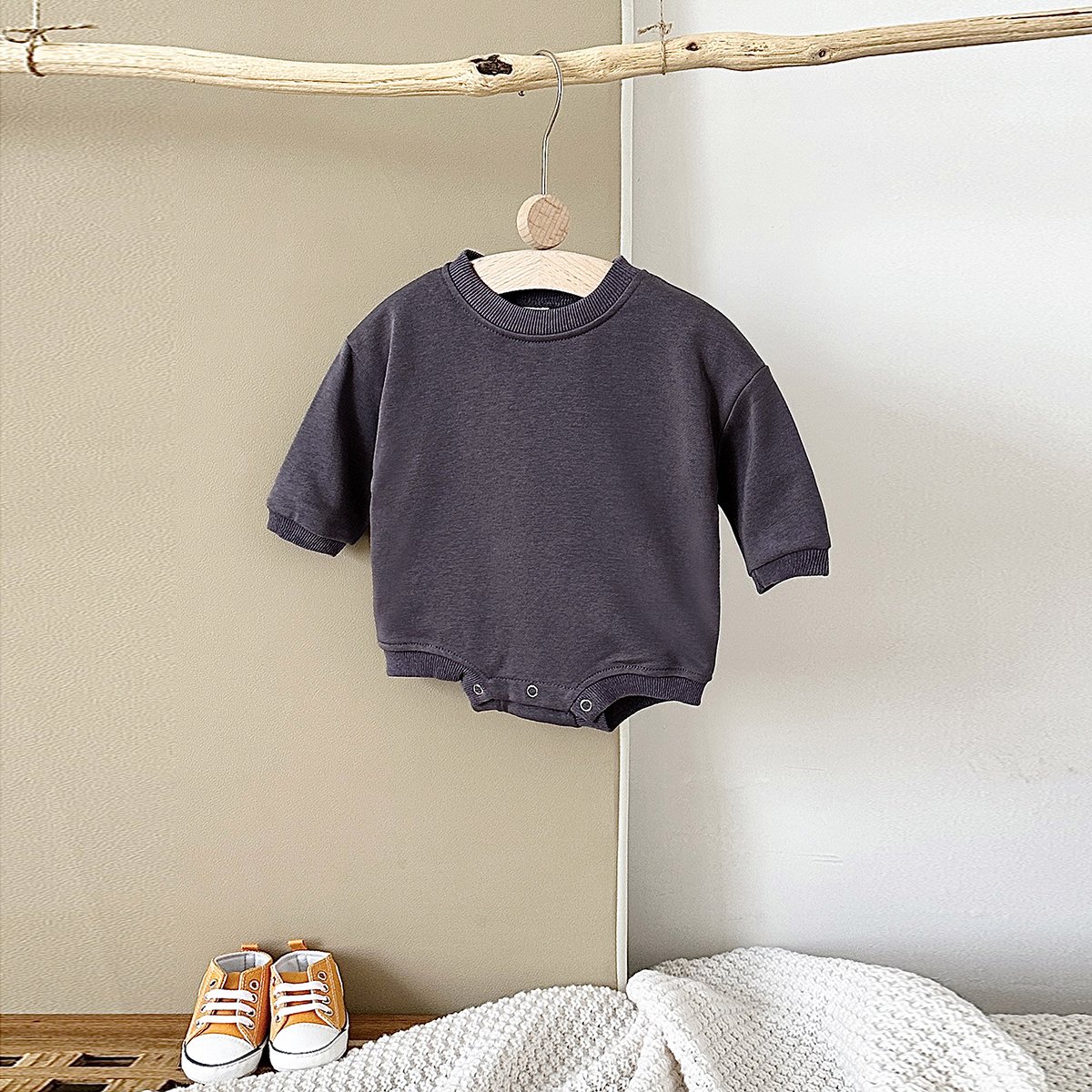INS 0-24M Newborn Infant Baby Girl Boy Sweatshirt Romper Toddler Long Sleeve Basic Cotton Oversize Rompers Baby Clothes Jumpsuit