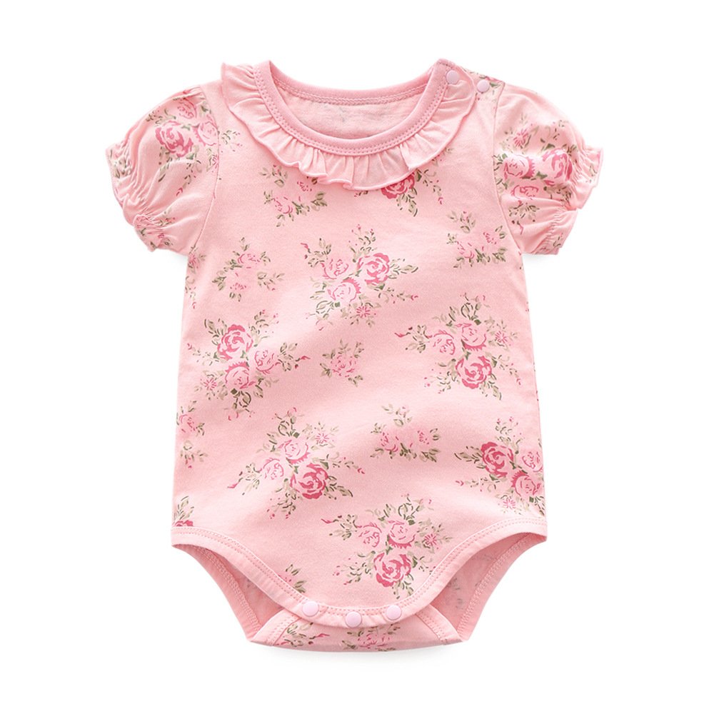 New trendy baby rompers sweet floral newborn baby girls clothes bodysuit for summer