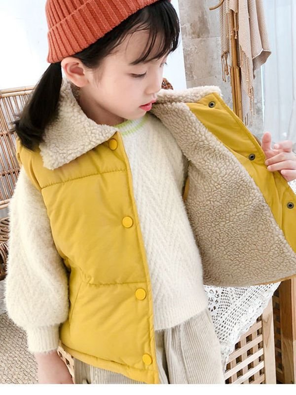 90-150cm Baby Plus Fleece Thickened Down Cotton Vest Wear Vest Warm Autumn And Winter