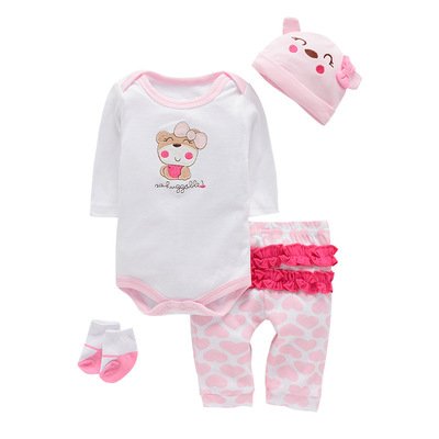 2021 factory hot selling spring 4 pieces new arrival baby jumpsuit baby romper pants socks hat set