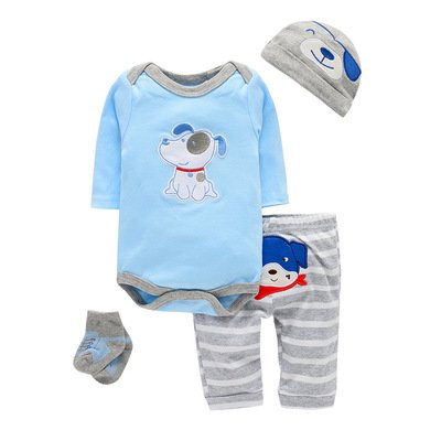 2021 factory hot selling spring 4 pieces new arrival baby jumpsuit baby romper pants socks hat set