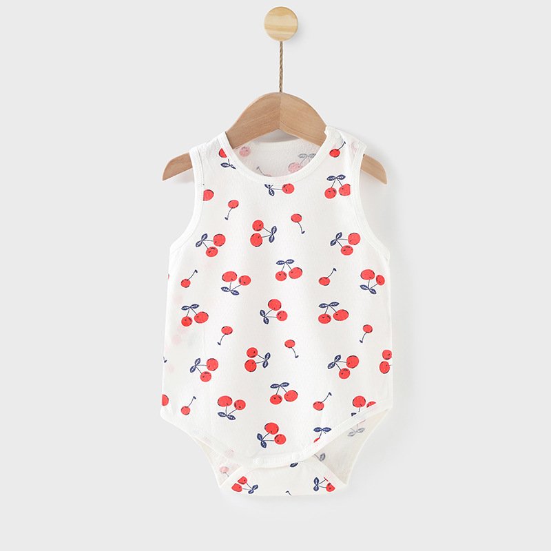 Newborn thin breathable romper baby crawling jumpsuit summer pure cotton sleeveless triangle wrap buttocks clothes baby romper