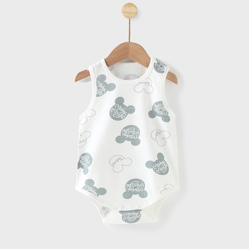 Newborn thin breathable romper baby crawling jumpsuit summer pure cotton sleeveless triangle wrap buttocks clothes baby romper