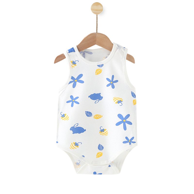 Newborn thin breathable romper baby crawling jumpsuit summer pure cotton sleeveless triangle wrap buttocks clothes baby romper