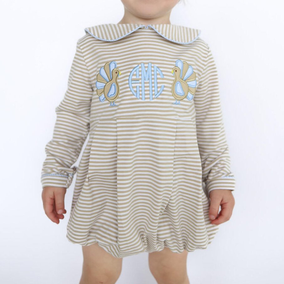monogram baby rompers wholesale long sleeve fall winter striped baby bubble romper Thanksgiving Halloween