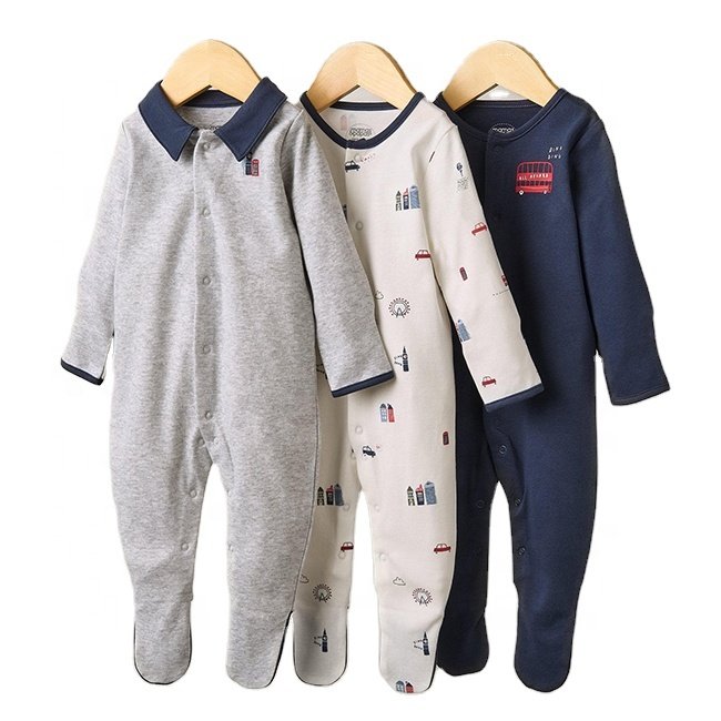 Custom 100% Cotton Soft Baby Jumpsuit Pajamas Newborn Sleepers Boys Girls Clothes Printed Custom Baby Rompers