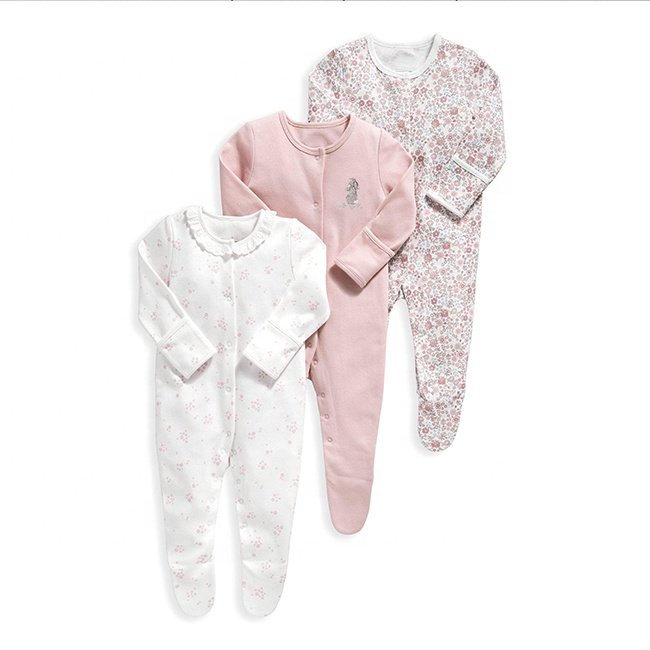 Custom 100% Cotton Soft Baby Jumpsuit Pajamas Newborn Sleepers Boys Girls Clothes Printed Custom Baby Rompers