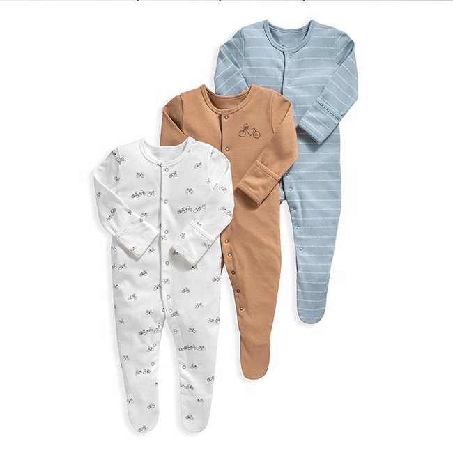 Custom 100% Cotton Soft Baby Jumpsuit Pajamas Newborn Sleepers Boys Girls Clothes Printed Custom Baby Rompers