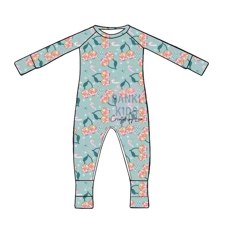 Pankai Factory Custom Christmas High Quality Bamboo Cotton Baby Rompers with zippers between the legs