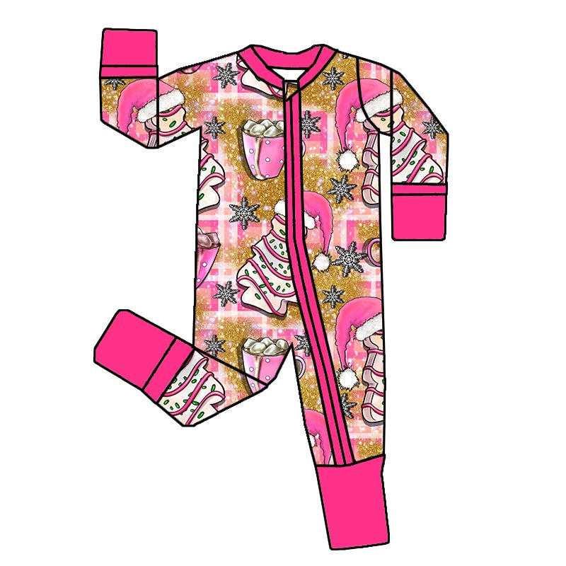 Baby Girl Jumpsuit Baby Rompers Toddler Clothes bamboo Cartoon Newborn Costume Christmas folded sleeper Baby long zippy