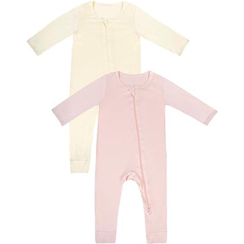 Bamboo Viscose Baby Romper Sleeper with Mitten Cuffs Feet Newborn Boy Girl Zipper Snug Fit Sleep Pajamas